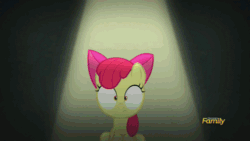 Size: 500x281 | Tagged: safe, screencap, apple bloom, applejack, big macintosh, granny smith, earth pony, pony, bloom and gloom, accessory swap, animated, cowboy hat, discovery family, discovery family logo, dishonorapple, disowned, floppy ears, hat, hatless, male, missing accessory, stallion, stetson