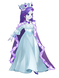 Size: 450x600 | Tagged: dead source, safe, artist:pan, princess platinum, rarity, equestria girls, beautiful, cloak, clothes, costume, crown, dress, jewelry, regalia, solo