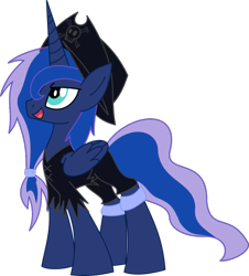 Size: 585x648 | Tagged: safe, artist:walkcow, princess luna, alicorn, pony, hat, pirate, pirate hat, simple background, solo, transparent background