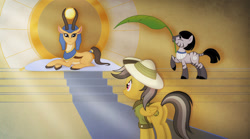 Size: 1196x667 | Tagged: safe, artist:stasysolitude, daring do, zebra, egyptian, pharaoh, slave