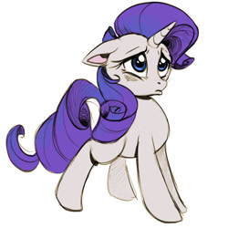 Size: 1024x1024 | Tagged: safe, artist:shira-hedgie, rarity, pony, unicorn, cute, female, floppy ears, frown, mare, pouting, raribetes, sad, simple background, solo, white background
