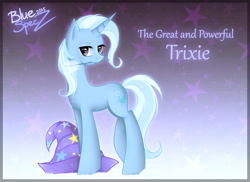 Size: 900x655 | Tagged: safe, artist:bluespecz, trixie, pony, unicorn, female, mare, mouth hold, solo, wand