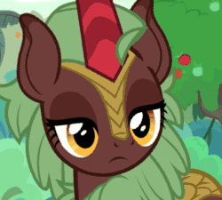 Size: 602x542 | Tagged: safe, edit, edited screencap, editor:starry mind, screencap, cinder glow, summer flare, kirin, sounds of silence, adoracreepy, animated, background kirin, creepy, cropped, cute, explosion, head spin, head tilt, malfunction, mimi, reference, solo, super mario bros., super paper mario, this isn't even my final form, video game, wat