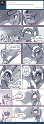 Size: 550x1549 | Tagged: safe, artist:johnjoseco, nightmare moon, princess luna, twilight sparkle, twilight sparkle (alicorn), alicorn, pony, ask princess molestia, bedroom eyes, blushing, comic, cute, fangs, female, frown, glare, i love when you comb my hair, lidded eyes, mare, monochrome, moonabetes, nicemare moon, nightmare luna, open mouth, smiling, talking nightmare moon, tongue out, wide eyes
