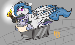 Size: 5000x3000 | Tagged: safe, artist:ruef, oc, oc only, oc:delta dart, oc:vintage collection, hippogriff, leonine tail, map, minecart, minecraft, patreon, patreon reward, size difference, talons