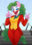 Size: 747x1024 | Tagged: source needed, safe, artist:lizie_doodle, pinkie pie, anthro, clown makeup, clown nose, face paint, finger gun, joker, open mouth, stairs, the joker