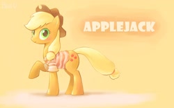 Size: 2000x1250 | Tagged: safe, artist:bluedrg19, applejack, earth pony, pony, blushing, clothes, female, mare, raised hoof, shirt, solo