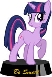 Size: 3000x4437 | Tagged: safe, artist:brisineo, twilight sparkle, pony, unicorn, fallout equestria, fanfic, fanfic art, female, hooves, horn, mare, ministry mares, ministry mares statuette, simple background, smiling, solo, text, transparent background