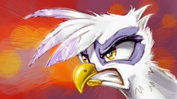 Size: 1920x1080 | Tagged: safe, artist:kp-shadowsquirrel, gilda, griffon, angry, female, solo, wallpaper