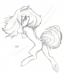 Size: 2384x2773 | Tagged: safe, artist:ethereal-desired, marble pie, monochrome, sketch, solo, underhoof