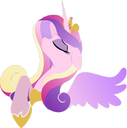 Size: 1073x1080 | Tagged: safe, artist:rariedash, princess cadance, alicorn, pony, bust, eyes closed, female, floppy ears, hooves, horn, lineless, mare, portrait, profile, simple background, solo, transparent background, vector, wings