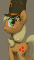 Size: 1080x1920 | Tagged: safe, artist:ciyunhe, applejack, earth pony, pony, feminism, hat, nose wrinkle, scrunchy face, shako, solo