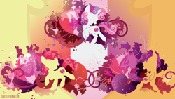 Size: 3840x2160 | Tagged: safe, artist:spacekitty, apple bloom, scootaloo, sweetie belle, pony, cutie mark, cutie mark crusaders, female, filly, minimalist, silhouette, the cmc's cutie marks, trio, wallpaper