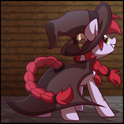 Size: 4000x4000 | Tagged: safe, artist:wingedwolf94, oc, oc only, oc:crab apple, braid, cute, hat, looking at you, minecraft, solo, witch, witch hat