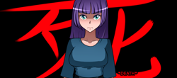 Size: 1280x565 | Tagged: safe, artist:jonfawkes, maud pie, human, the gift of the maud pie, death stare, frown, humanized, looking at you, scene interpretation, solo, stare, the fire in her eyes