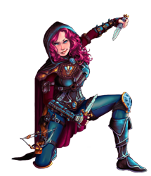 Size: 837x973 | Tagged: safe, artist:lizbones, part of a set, pinkie pie, human, clothes, commission, crossover, dungeons and dragons, female, humanized, rogue, simple background, solo, transparent background