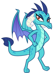 Size: 1760x2400 | Tagged: safe, artist:cheezedoodle96, princess ember, dragon, gauntlet of fire, .svg available, hand on hip, inkscape, looking at you, simple background, smirk, solo, svg, transparent background, vector