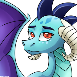 Size: 1000x1000 | Tagged: safe, artist:zoruanna, princess ember, dragon, gauntlet of fire, sad, solo, stare