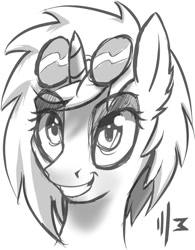 Size: 608x781 | Tagged: safe, artist:starfall-spark, dj pon-3, vinyl scratch, pony, unicorn, bust, glasses, portrait, sketch, solo