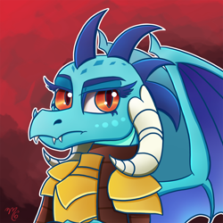 Size: 1250x1250 | Tagged: safe, artist:midnightsix3, princess ember, dragon, gauntlet of fire, bust, dragon armor, portrait, solo