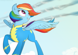 Size: 1280x905 | Tagged: safe, artist:wonkysole, rainbow dash, pegasus, pony, newbie dash, raised hoof, solo, wonderbolts, wonderbolts uniform