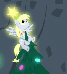 Size: 450x495 | Tagged: safe, screencap, derpy hooves, pegasus, pony, a hearth's warming tail, animated, cute, derpabetes, derpy doing derpy things, derpy star, eyes closed, female, glow, happy, loop, mare, open mouth, perfect loop, smiling, spread wings, waving, weapons-grade cute