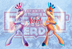 Size: 1500x1021 | Tagged: safe, artist:limreiart, velvet reindeer, deer, pony, reindeer, them's fightin' herds, bipedal, cloven hooves, community related, palette swap, recolor, solo