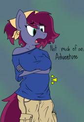 Size: 2341x3409 | Tagged: safe, artist:sythenmcswig, oc, oc only, oc:blazing heart, anthro, bags under eyes, breasts, clothes, female, headscarf, oversized clothes, oversized shirt, pregnant, ring, scarf, shirt, solo, unamused, wedding ring