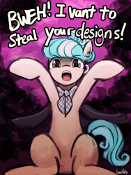 Size: 1440x1920 | Tagged: safe, artist:lumineko, coco pommel, suri polomare, earth pony, pony, undead, vampire, vampony, 30 minute art challenge, alternate hairstyle, cape, clothes, cocobetes, costume, cute, daaaaaaaaaaaw, fangs, featureless crotch, hnnng, impersonating, looking at you, lumineko is trying to murder us, nightmare night, nightmare night costume, open mouth, pure unfiltered evil, sitting, solo, sweet dreams fuel, weapons-grade cute