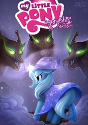 Size: 1000x1414 | Tagged: safe, artist:scheadar, trixie, pony, timber wolf, unicorn, comic cover, female, fog, i can't believe it's not idw, magic, mare, solo