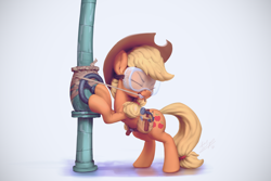 Size: 1920x1280 | Tagged: safe, artist:assasinmonkey, applejack, earth pony, pony, applejack's "day" off, bipedal, cowboy hat, eyes closed, goggles, hammer, hat, mouth hold, painting, pipe (plumbing), repairing, safety goggles, solo, steam, stetson, tape, toolbelt, tools