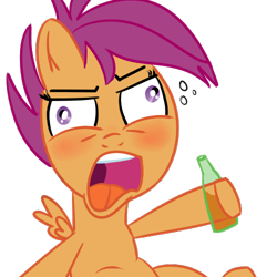 Size: 500x500 | Tagged: safe, artist:cosmonaut, derpibooru import, scootaloo, drunk, drunkaloo, filly, underaged drinking