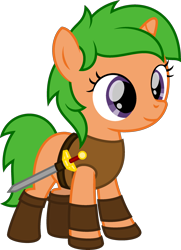 Size: 1854x2563 | Tagged: safe, artist:peternators, oc, oc only, pony, unicorn, boots, female, filly, leather armor, solo, sword, weapon