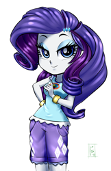 Size: 600x927 | Tagged: safe, artist:pia-sama, rarity, equestria girls, legend of everfree, bracelet, camp everfree outfits, clothes, female, jewelry, shorts, solo