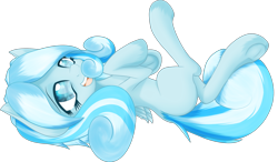 Size: 2000x1166 | Tagged: safe, artist:an-m, oc, oc only, oc:snowdrop, cute, frog (hoof), lying down, on back, snowbetes, solo, underhoof