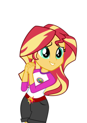 Size: 3296x4661 | Tagged: safe, artist:keronianniroro, sunset shimmer, equestria girls, legend of everfree, absurd resolution, clothes, cute, shimmerbetes, shorts, simple background, smiling, solo, transparent background, vector