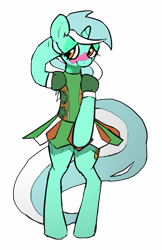 Size: 577x889 | Tagged: safe, artist:mewball, artist:mr square, lyra heartstrings, pony, semi-anthro, bipedal, blushing, clothes, cute, dress, irish, lyrish, simple background, solo, transparent background