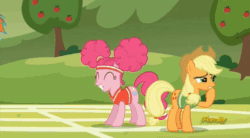 Size: 858x472 | Tagged: safe, screencap, applejack, fluttershy, pinkie pie, rainbow dash, earth pony, pegasus, pony, buckball season, animated, balancing, bottomless, bouncing, clothes, gif, jersey, juggling, partial nudity, pinktails pie, prehensile tail