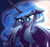 Size: 1518x1418 | Tagged: safe, artist:chaosangeldesu, princess luna, alicorn, pony, floppy ears, moon, open mouth, solo, spread wings