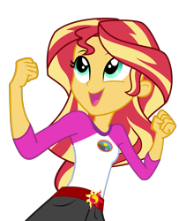 Size: 5165x6346 | Tagged: safe, artist:keronianniroro, sunset shimmer, equestria girls, legend of everfree, absurd resolution, clothes, fist, open mouth, shorts, simple background, solo, transparent background, vector