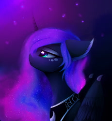 Size: 1800x1949 | Tagged: safe, artist:magnaluna, princess luna, alicorn, pony, female, glowing mane, lidded eyes, looking up, mare, missing accessory, solo, speedpaint