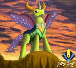 Size: 2975x2672 | Tagged: safe, artist:penspark, thorax, changedling, changeling, to where and back again, changeling king, cliff, king thorax, signature, solo