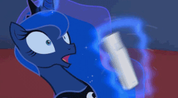 Size: 564x312 | Tagged: safe, artist:2snacks, princess luna, alicorn, pony, animated, controller, gamer luna, gif, glowing horn, horn, magic, solo, two best sisters play, wii, youtube link
