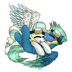 Size: 1024x1024 | Tagged: safe, artist:northlights8, sky stinger, vapor trail, top bolt, colored wings, colored wingtips, cute, male, missing cutie mark, shipping, straight, vaporbetes, vaporsky