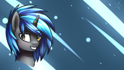 Size: 1920x1080 | Tagged: safe, artist:starfall-spark, oc, oc only, oc:homage, pony, unicorn, fallout equestria, abstract background, female, mare, smiling, solo