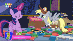Size: 500x281 | Tagged: safe, screencap, derpy hooves, starlight glimmer, twilight sparkle, twilight sparkle (alicorn), alicorn, pony, to where and back again, animated, delivery, denied, franklin the turtle, gif, magic, mailmare, nope, telekinesis
