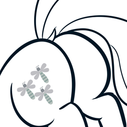 Size: 1000x1000 | Tagged: safe, artist:cosmonaut, derpibooru import, flitter, pegasus, pony, butt, butt only, close-up, dock, monochrome, plot, solo, tail