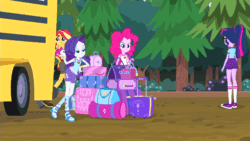 Size: 640x360 | Tagged: safe, screencap, pinkie pie, rainbow dash, rarity, sci-twi, sunset shimmer, twilight sparkle, equestria girls, legend of everfree, animated, converse, gif, shoes