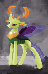 Size: 5500x8500 | Tagged: safe, artist:owlvortex, thorax, changedling, changeling, to where and back again, absurd resolution, changeling king, king thorax, male, solo, spread wings, wings