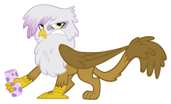 Size: 501x304 | Tagged: safe, artist:abrotherm, gilda, griffon, angry, female, fluffy, simple background, solo, transparent background, vector